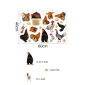 Detailed dimensions of pastoral chicken wall stickers featuring roosters and eggs - 40x60cm (FX-E204)