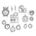 Steampunk tandwiel en klok hangers set in vintage zilver voor DIY sieraden maken - Combinatie van 14 Klokstijlen / 1 Pak (Pak van 57g) / Antiek Zilver