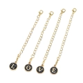 Gold lobster clasp chains with LOVE black enamel letter pendants for bag accessories - Letter A / Black