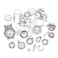 Mix van steampunk tandwielen en klokhangers in antiek zilver voor DIY sieraden maken - Combinatie van Klok en Tandwiel / 1 Pak (Pak van 100g) / Antiek Zilver