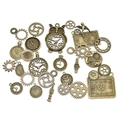 Assortiment bronzen steampunk tandwiel hangers en klok bedeltjes voor DIY sieraden - Combinatie van Klok en Tandwiel / 1 Pak (Pak van 100g) / Antiek Brons
