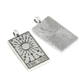 Antique silver tarot card charm featuring THE SUN engraving for DIY necklaces - Antique Silver / SUN/26*13mm/2.97g