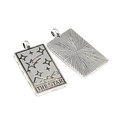 Silver vintage tarot 'The Star' rectangle pendant with double-sided engraved texture - Antique Silver / STAR/26*13mm/2.97g