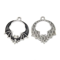 Zilveren gotische vleermuis hanger set met zwart email voor DIY sieraden maken - Zwart Antiek Verzilverd 23*20mm 1.19g