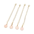 Pink LOVE initial letter charm keychain set with golden alloy chains and lobster clasps - Letter A / Pink