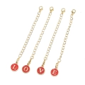 Gold chain keychain pendants with red enamel LOVE letters and lobster clasps - Letter A / Red