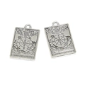 Colgantes de la Rueda de la Fortuna de Tarot en plata antigua para joyas DIY - La Rueda de la Fortuna (Estilo 2) / 23x14mm (2.84g) / Plata antigua