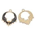 Gothische gouden vleermuis hanger met zwart emaille voor DIY Halloween sieraden - Zwart KC Verguld 23*20mm 1.19g