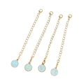 Set of four gold chains with blue enamel round pendants featuring letters L O V E - Blue
