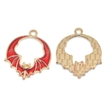 Gotische gouden vleermuis hanger met rood emaille voor DIY kettingen sieraden maken - Rood KC Verguld 23*20mm 1.19g