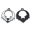 Gothic vleermuis hanger in zwart en wit emaille met getextureerde achterzijde - Wit Zwart Verzilverd 23*20mm 1.19g