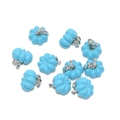 Sky blue 3D pumpkin alloy charms with silver stems for Thanksgiving DIY jewelry, 10 pieces - Blue (A4-029)