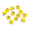 Vibrant yellow 3D pumpkin alloy pendant with silver stem for DIY jewelry making - Yellow (A4-029)