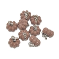 Brown 3D pumpkin charm pendants in enamel and silver metal for DIY jewelry making - Light Brown (A4-029)