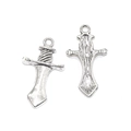 Antique silver alloy sword pendant for DIY jewelry making with spiral handle detail - Spiral Sword (A4-071) / 25x13mm / Antique Silver