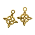 Par de dijes dorados con nudo celta y calado detallado para la creación de joyería DIY - Color Oro De Imitación / 18*15 Mm / 08 G