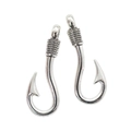Antique silver fish hook pendant charms with textured weave detail for DIY jewelry making - Antique Silver / 37*13mm / 2.99g