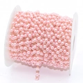 Pink faux pearl chain roll with golden metal link for DIY jewelry craft making - 4mm Beads / Pink Beads - KC Gold Chain