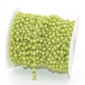 Light green faux pearl chain on a spool for handmade DIY jewelry and accessory crafting - 4mm Beads / Yellow Beads - White K Chain