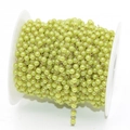 Grass green faux pearl chain with gold wire on spool for DIY jewelry making - 4mm Beads / Yellow Beads - KC Gold Chain