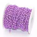 Spool of handmade purple faux pearl beads with golden metal chain for DIY jewelry making - 4mm Beads / Purple Beads - KC Gold Chain