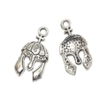 Antique silver Spartan helmet pendants for DIY jewelry making and craft projects - Spartan Helmet (A4-075) / 25x13mm / Antique Silver