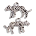 3D luipaard hangers in antiek zilveren afwerking voor DIY sieraden maken accessoires - Antiek Zilver (A4-269)