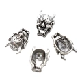 Lot de 4 perles crâne Hannya argentées en alliage pour création de bijoux DIY - A4-169-argent Antique/17*12mm/253 G