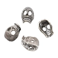 Perles tête de mort en argent antique en alliage pour bracelets DIY lot de 4 - A4-172-argent Antique/15*11 Mm/301 G