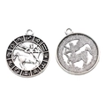 Ciondolo zodiaco Sagittario in lega d'argento vintage con dettagli celesti incisi a mano - Sagittario