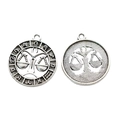 Ciondolo Bilancia in argento antico con simboli zodiacali e retro con trama fine - Bilancia