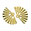 Detail of vintage gold fan-shaped alloy pendants with intricate hollow relief patterns - Imitation Gold Color / 33*21mm / 2.2g