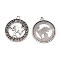 Antique silver Taurus zodiac charm pendant with hollow design for DIY jewelry - Taurus