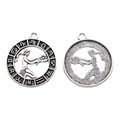 Vintage silver Aquarius zodiac charm for DIY jewelry making with cutout design - Virgo