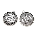 Vintage silver Gemini zodiac pendant with circular alloy charms and double-sided metal detail - Gemini