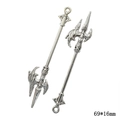 Pair of vintage silver alloy halberd sword charms for DIY jewelry 69x16mm size - A4-329-antique Silver/69*16mm/3.17g