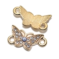 Golden butterfly jewelry connector with crystal pavé and blue devil eye bead for DIY - A4-081-kc Gold / 18*9mm / 0.72g