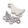 Silver butterfly connector with evil eye bead and rhinestones for DIY jewelry making - A4-081-white/18*9mm/0.72g