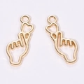 Golden heart hand gesture hollow charms for DIY jewelry making pendants - Kc Gold / 22*8mm / 0.6g