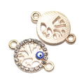 Goldfarbene Evil Eye und Baum des Lebens Verbindungsanhänger mit glänzenden Strasssteinen - A4-083-kc Gold / 21*14mm / 102g