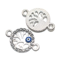 Silberner Baum des Lebens Anhänger mit blauer Böser Blick Perle für DIY Schmuckherstellung - A4-083-weiß/21*14mm/102g
