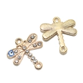 Goldener Libellen-Verbinder mit blauem bösen Blick und funkelnden Strasssteinen für DIY-Schmuck - A4-084-kc Gold / 17*15mm / 084g