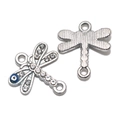 Silberner Libellen-Verbinder mit blauer Evil Eye Perle und funkelnden Straßsteinen - A4-084-weiß/17*15mm/084g