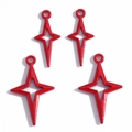 Set van vier rode holle sterbedels van metaal voor DIY-sieraden en halskettingen - 27*17mm / Rood (Gelakt)