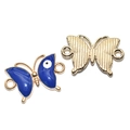 Goldener Schmetterling Verbinder mit blauem Emaille-Auge für DIY Schmuckherstellung - A4-085-kc Gold / 21*14mm / 122g