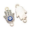 Goldener Hamsa-Hand-Anhänger mit blauem Auge und funkelnden weißen Straßsteinen - A4-086-kc Gold / 19*10mm / 085g