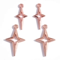 Roségouden holle vierpuntige sterbedels voor DIY sieraden maken sets van vier stuks - 27*17mm / Roségoud