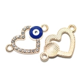 Goldenes herzförmiges Evil Eye Verbindungsstück mit Strasssteinen für DIY Schmuckherstellung - A4-087-kc Gold / 24*15mm / 11g