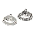 Silver vintage metal medical cross charms for DIY jewelry making and pendants - Cross Oval Ring (A4-074) Pendant Only (Without Chain) / 1 Piece (20x17mm) / Antique Silver