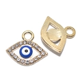 Goldener Evil Eye Anhänger mit blauem Zentrum und Strasssteinen für DIY Schmuckzubehör - A4-089-kc Gold / 16*14mm / 084g